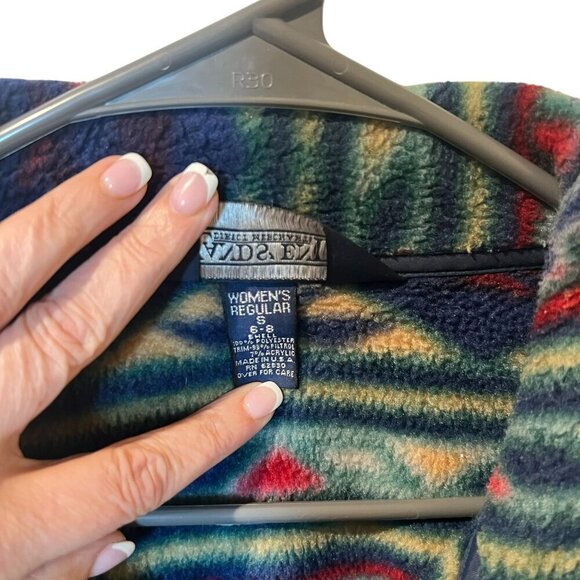Vintage Lands End Womens Regular Fleece Jacket With Southwestern Pattern Full-Zi - Picture 5 of 5